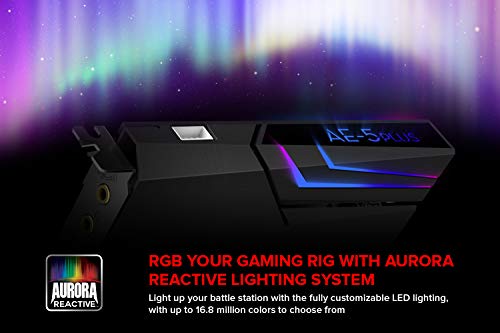 Creative Sound BlasterX AE-5 Plus SABRE32-class Hi-res 32-bit/384 kHz PCIe Gaming Sound Card and DAC with Dolby Digital and DTS, Xamp Discrete Headphone Bi-amp, Up to 122dB SNR, RGB Lighting System Creative Sound BlasterX AE-5 Plus SABRE32-class Hi-res 32-bit/384 kHz PCIe Gaming Sound Card and DAC with Dolby Digital and DTS, Xamp Discrete Headphone Bi-amp, Up to 122dB SNR, RGB Lighting System
